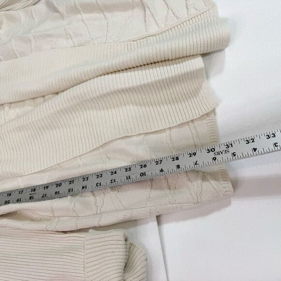 Vintage Gispa Cardigan Women Medium Cream Textured Merino Wool Blend Draped Open - Picture 3 of 9